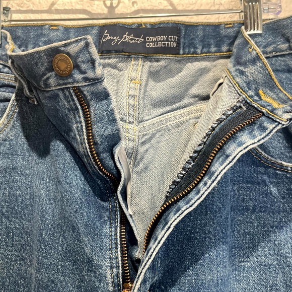 Wrangler George Strait Cowboy Cut Jeans Mens 35x36 Blue Denim Logo‎ Relaxed Fit - Picture 7 of 16